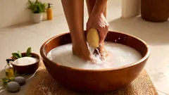 Jalkakylpy etikalla ja suolalla: miten se valmistetaan kotona ja milloin se kannattaa tehdä