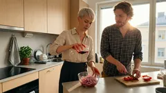 Tomaatti–sipulisalaatti, jossa sipuli marinoidaan punaviinissä – pieni niksi, iso ero